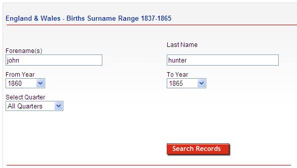 Births Search page 1837-1865 Familyrelatives.com