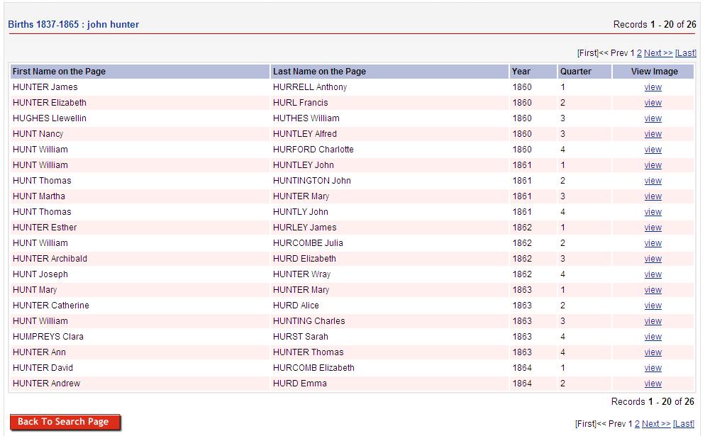 England & Wales search results 1837-1865